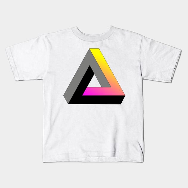 Impossible triangle with magenta to yellow gradient Kids T-Shirt by TRIME